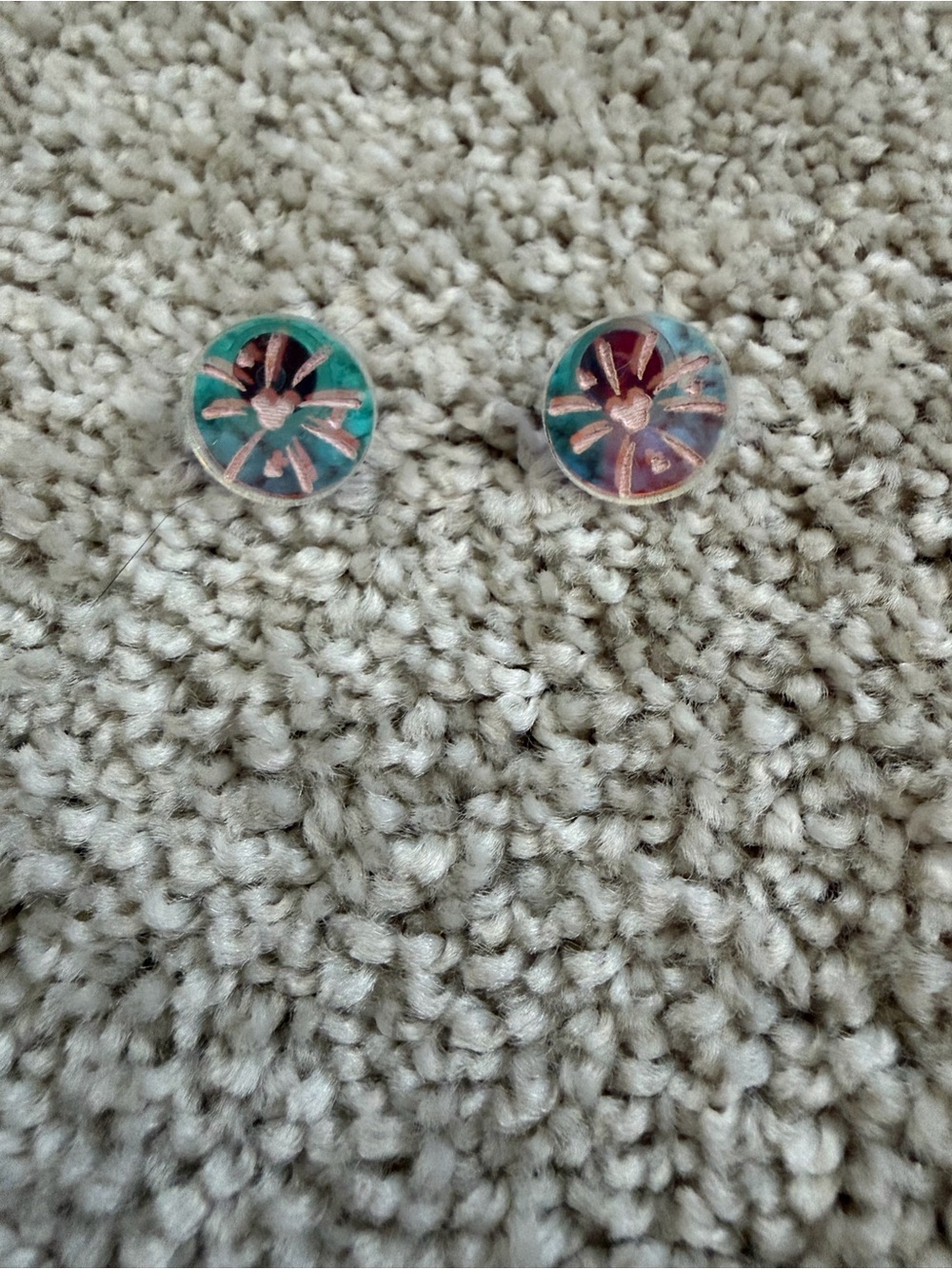 Disney Teal and Rose Gold Floral Stud Earrings